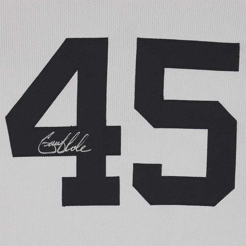 Maillot Nike gris n° 45 dédicacé par Gerrit Cole des Yankees de New York lors du match contre les Orioles de Baltimore le 12 juillet 2024 : 6 manches, points mérités, 7 retraits sur balles et victoires