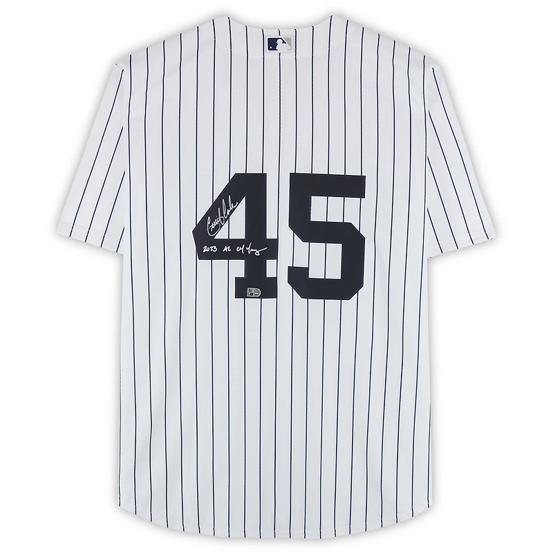 Gerrit Cole New York Yankees Autographed White Nike Replica Jersey with "2023 AL CY Young" Inscription
