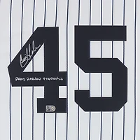 Maillot réplique blanc Nike autographié par Gerrit Cole des Yankees de New York, avec l'inscription « Fierté. Passion. Rayures. »