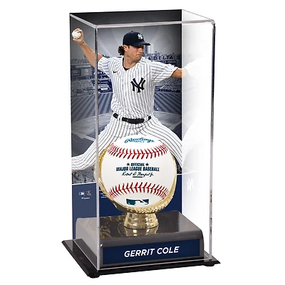 Vitrine de présentation des gants dorés des Yankees de New York de Gerrit Cole avec image