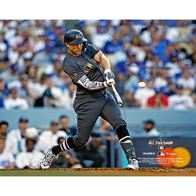 Photo de Giancarlo Stanton, joueur non signé des Yankees New York, frappant un circuit deux points lors du match étoiles la MLB 2022