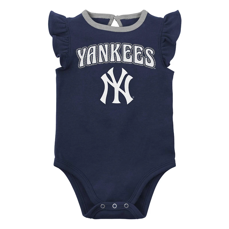Girls Newborn & Infant Navy/Heather Gray New York Yankees Little Fan Two-Pack Bodysuit Set