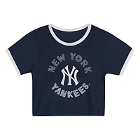 Ensemble t-shirt et short bleu marine pour fille d'âge préscolaire, motif New York Yankees Double Run