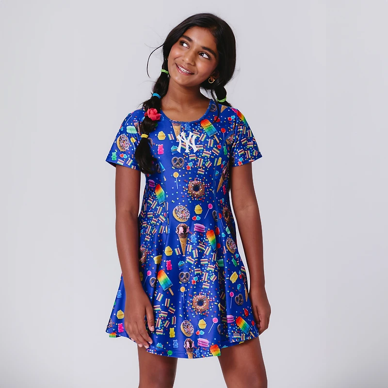 Robe patineuse Terez bleue New York Yankees Candy Spill pour petites filles (maternelle).