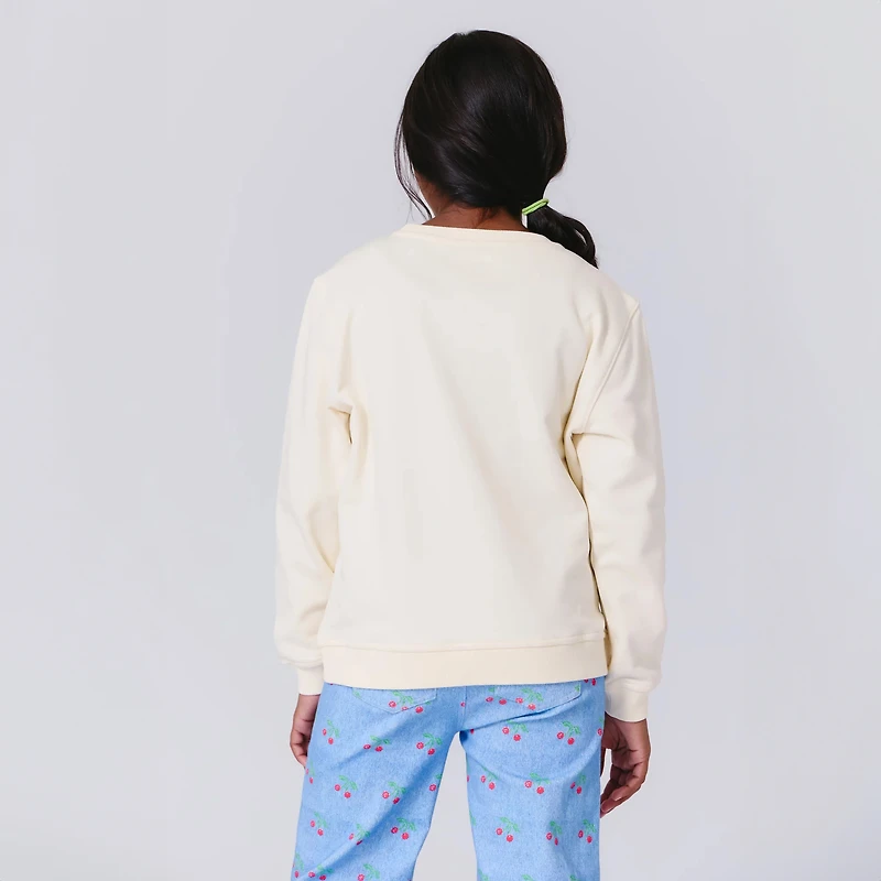 Girls Preschool Terez Cream New York Yankees Gems Logo Fleece Crewneck Sweatshirt