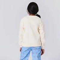Girls Preschool Terez  Cream New York Yankees Gems Logo Fleece Crewneck Sweatshirt