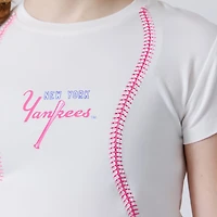 Girls Preschool Terez White New York Yankees Stitch Draft T-Shirt