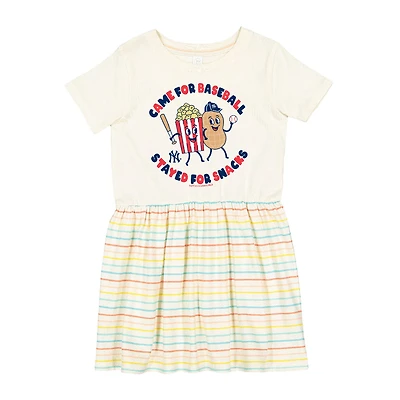 Girls Toddler Soft as a Grape White New York Yankees Snack Dress