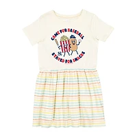 Girls Toddler Soft as a Grape White New York Yankees Snack Dress