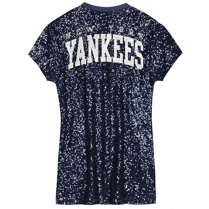 Girls Youth  Navy New York Yankees Sequin V-Neck Dress