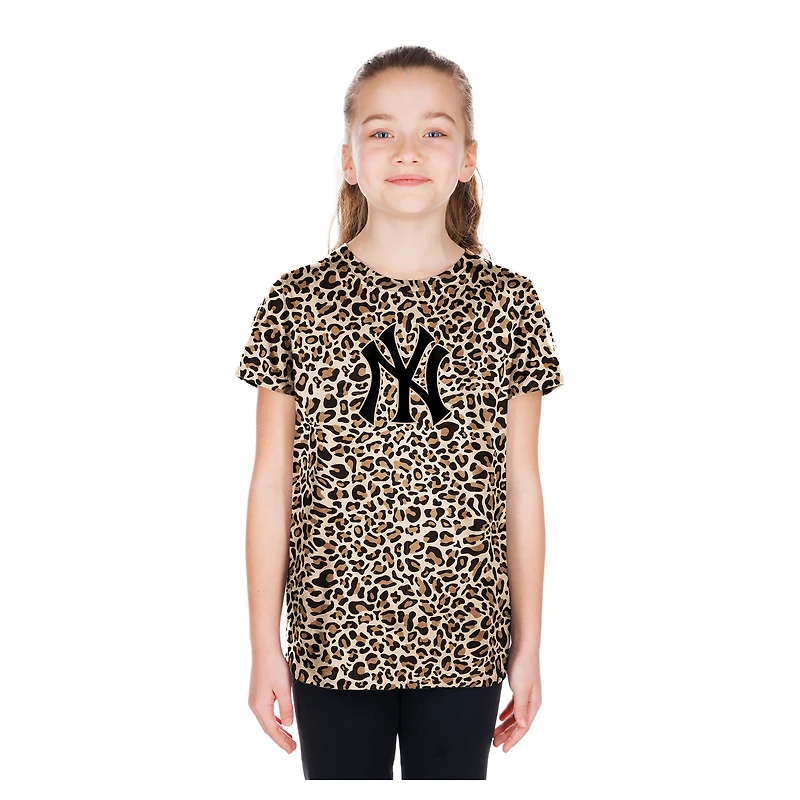 Girls Youth New Era Brown York Yankees Leopard T-Shirt