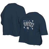 T-shirt d'équipe à paillettes Flip New Era bleu marine York Yankees pour filles