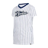 T-shirt à col en V fines rayures New York Yankees Era pour fille jeune