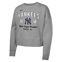Sweat-shirt en molleton gris chiné Nike pour jeunes filles des Yankees de New York