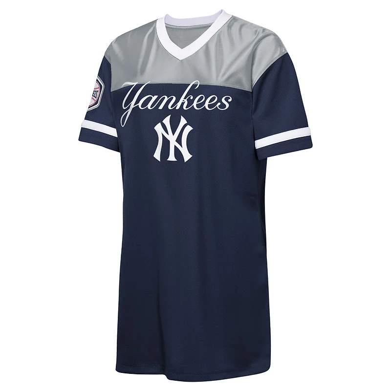 Girls Youth Outerstuff Navy New York Yankees Big League Cheer V-Neck T-Shirt Dress