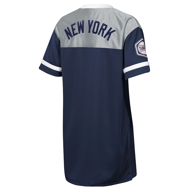 Girls Youth Outerstuff Navy New York Yankees Big League Cheer V-Neck T-Shirt Dress