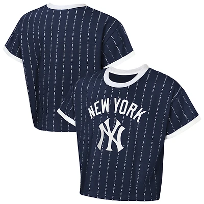 Girls Youth Outerstuff Navy New York Yankees Tech Keeper Fashion T-Shirt