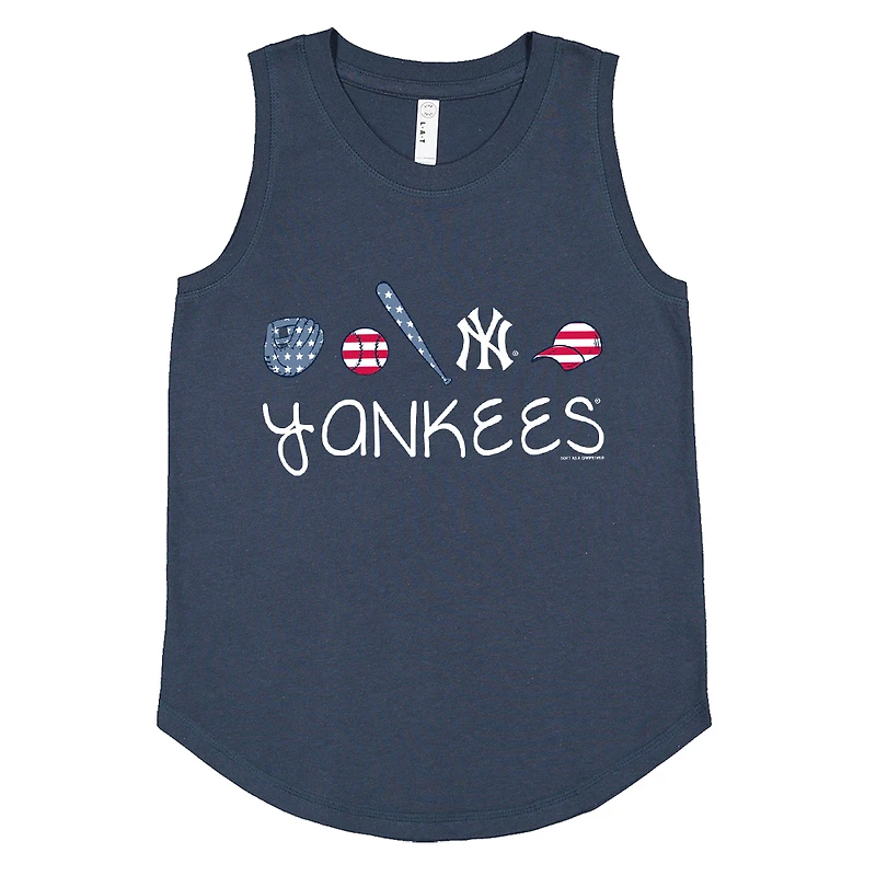 Girls Youth Soft as a Grape Denim New York Yankees Americana Tank Top