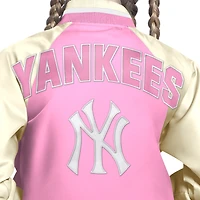 Girl's Youth Starter  Pink New York Yankees Scrimmage Full-Snap Varsity Jacket