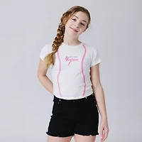 T-shirt blanc pour filles Terez New York Yankees Stitch Draft