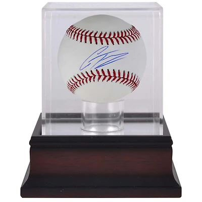 Gleyber Torres New York Yankees Autographed Baseball & Mahogany Baseball Display Case