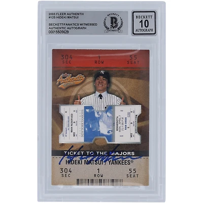 Carte de recrue authentifiée 2003 Fleer Authentix #125 #/1850 signée Hideki Matsui par les Yankees de New York, Beckett Fanatics