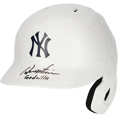 Casque de frappeur Rawlings Mach Pro chromé autographié par Hideki Matsui des New York Yankees avec inscription « Godzilla » - Exclusivité Fanatics