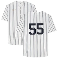 Maillot réplique blanc à rayures Nike Cooperstown Collection autographié par Hideki Matsui, des Yankees de New York