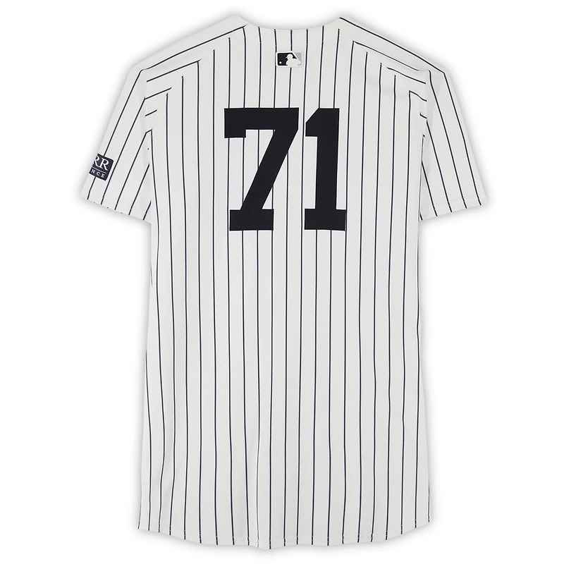 Ian Hamilton New York Yankees ALCS Player-Worn #71 White Pinstripe Nike Jersey vs. Cleveland Guardians on October 14, 2024