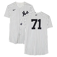 Ian Hamilton New York Yankees ALCS Player-Worn #71 White Pinstripe Nike Jersey vs. Cleveland Guardians on October 14, 2024