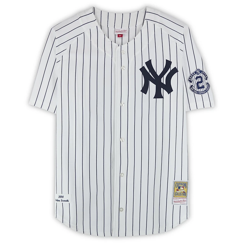 Maillot blanc Mitchell & Ness 2014 autographié par Ichiro Suzuki, des Yankees de New York
