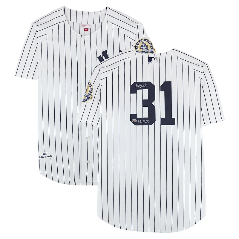 Ichiro Suzuki New York Yankees Autographed White Mitchell & Ness Authentic Jersey with "HOF 2025" Inscription