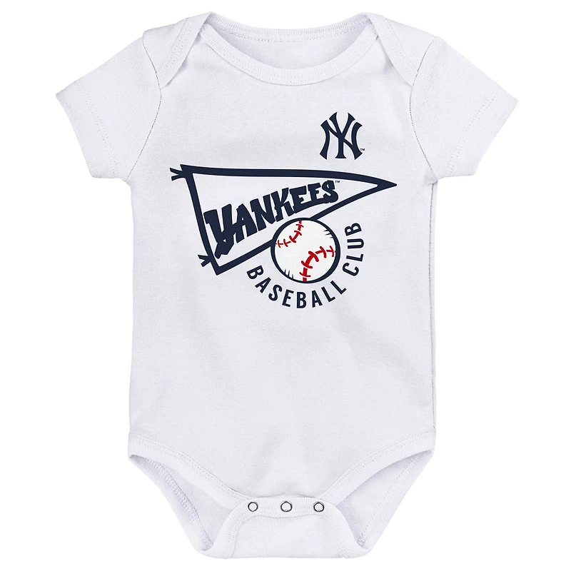 Infant Navy/Gray/White New York Yankees Biggest Little Fan - 3-Pack Bodysuit Set