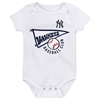 Infant Navy/Gray/White New York Yankees Biggest Little Fan - 3-Pack Bodysuit Set