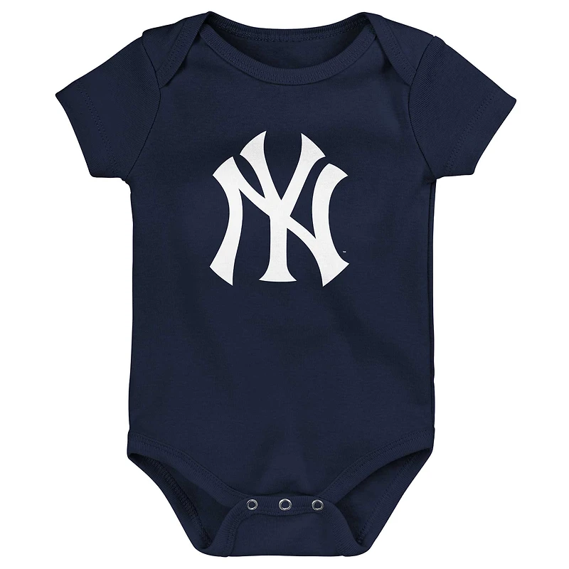 Ensemble de 3 bodies pour bébé, bleu marine/gris/blanc, « Le plus grand petit fan des Yankees New York »