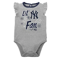 Infant Navy/Heather Gray New York Yankees Little Fan Two-Pack Bodysuit Set