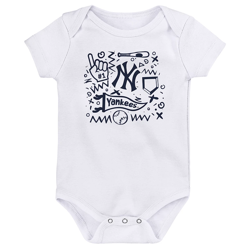 Infant  Navy New York Yankees Batter Up 3-Pack Bodysuit Set