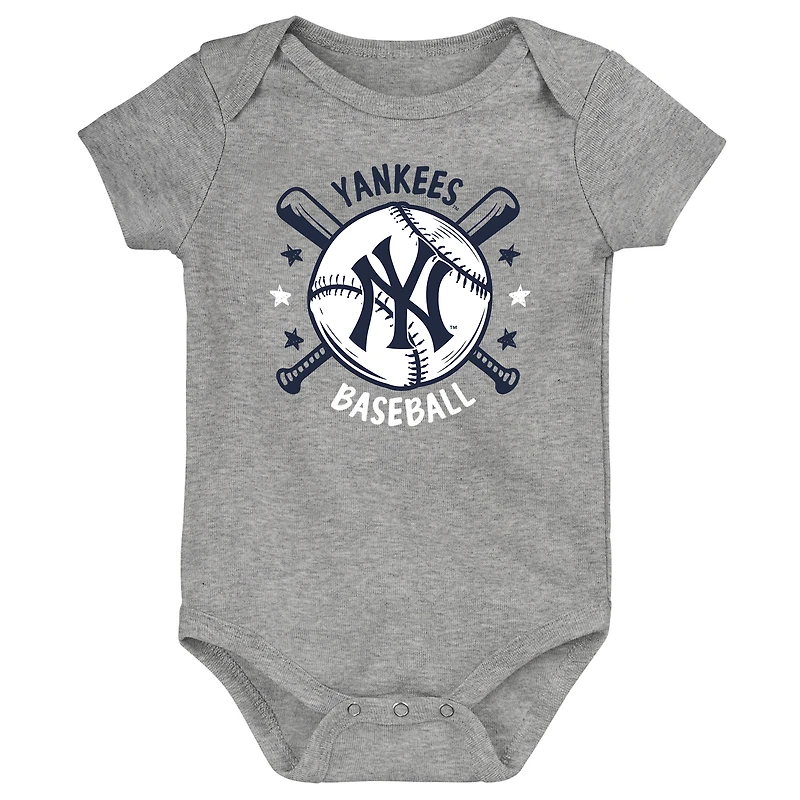 Infant  Navy New York Yankees Batter Up 3-Pack Bodysuit Set