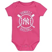 Ensemble de trois bodies pour bébé New York Yankees Slide Home
