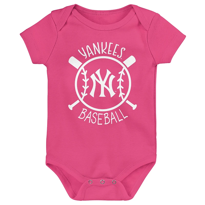 Ensemble de trois bodies pour bébé New York Yankees Slide Home