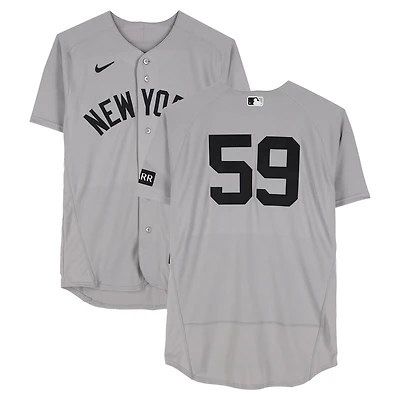 Maillot gris n° 59 porté par Jake Bird des Yankees de New York lors du match contre les Giants de San Francisco le 25 mars 2026