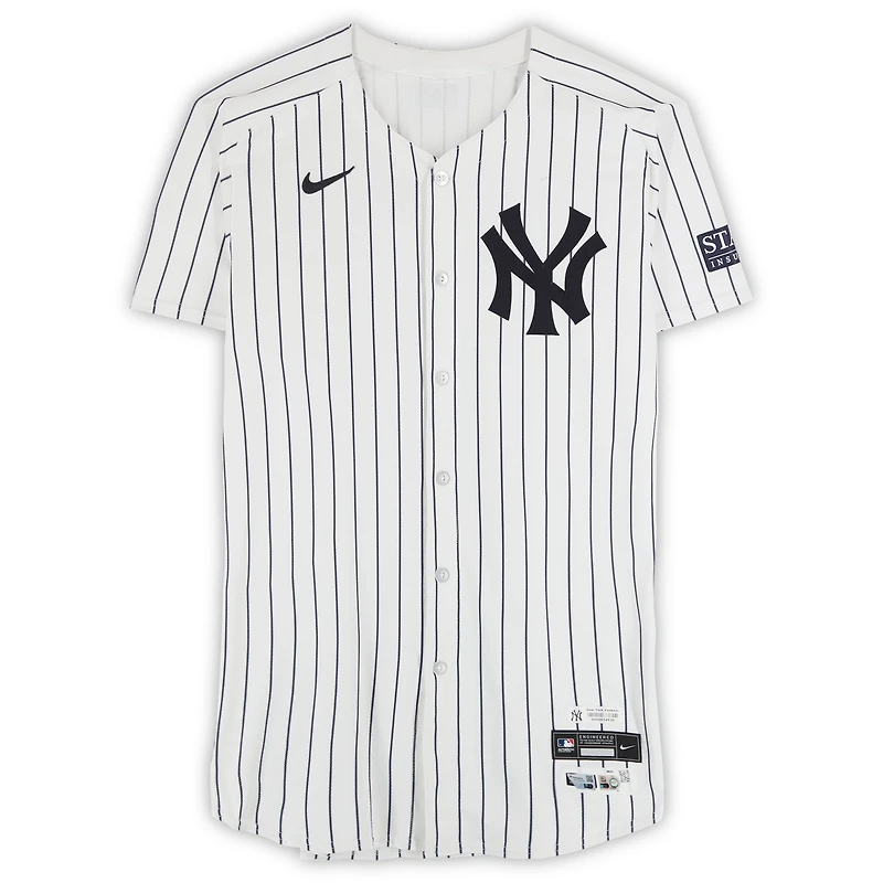 Jake Cousins New York Yankees ALCS Player-Worn #61 White Pinstripe Nike Jersey vs. Cleveland Guardians on October 14, 2024