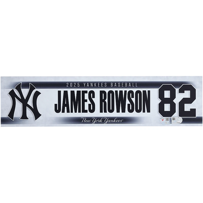 James Rowson New York Yankees Player-Issued #82 Nameplate from the 2025 MLB Postseason