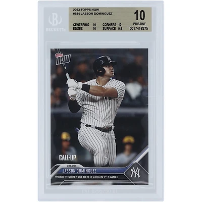 Jasson Domínguez New York Yankees 2023 Topps Now Youngest Since 1901 to Belt 4 HR's in 1st 7 Games #834 BGS Authenticated 10 Rookie Card - 10,10,10,9.5 Subgrades