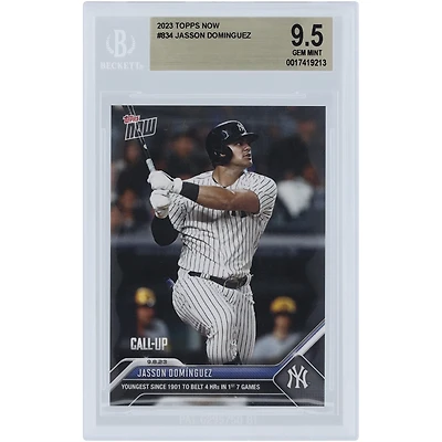 Jasson Domínguez New York Yankees 2023 Topps Now Youngest Since 1901 to Belt 4 HRs in 1st 7 Games #834 BGS Authenticated 9.5 Rookie Card