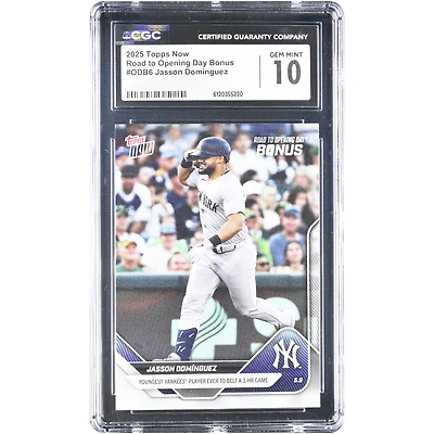 Jasson Domínguez New York Yankees 2025 Topps Now Road to Opening Day Bonus #ODB6 CGC Authenticated 10 Card