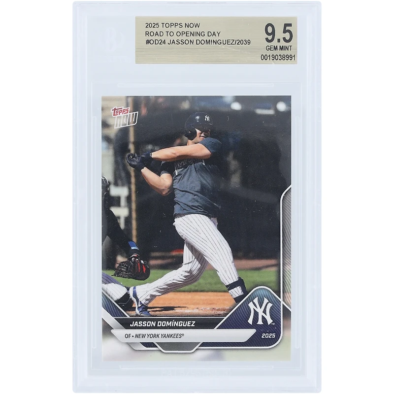 Carte Jasson Domínguez des Yankees de New York 2025 Topps Now Road to Opening Day #OD-24, authentifiée BGS 9.5
