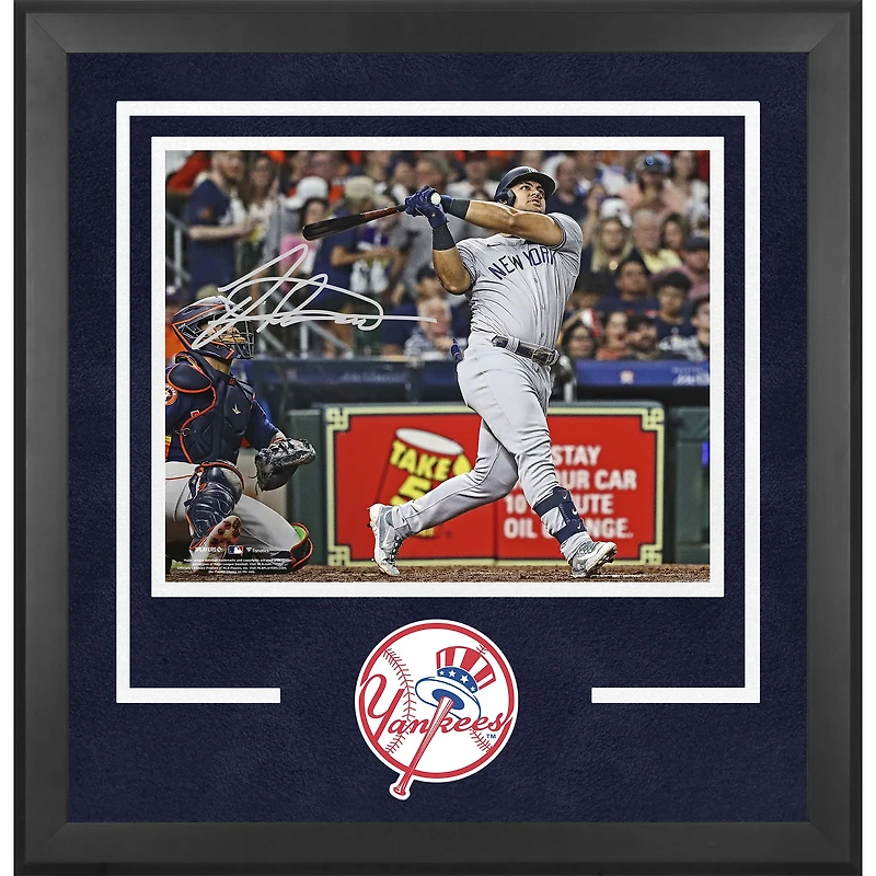 Photographie encadrée de luxe autographiée par Jasson Domínguez des Yankees de New York, 16" x 20"