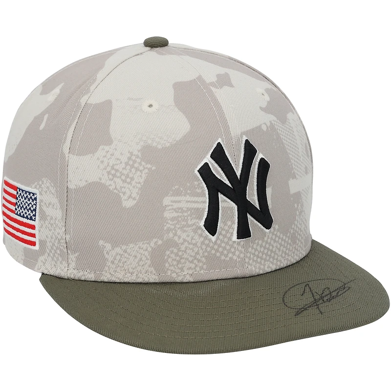 Jasson Domínguez New York Yankees Autographed Game-Used Camo New Era Cap vs. New York Mets on May 18, 2025 - Armed Forces Day