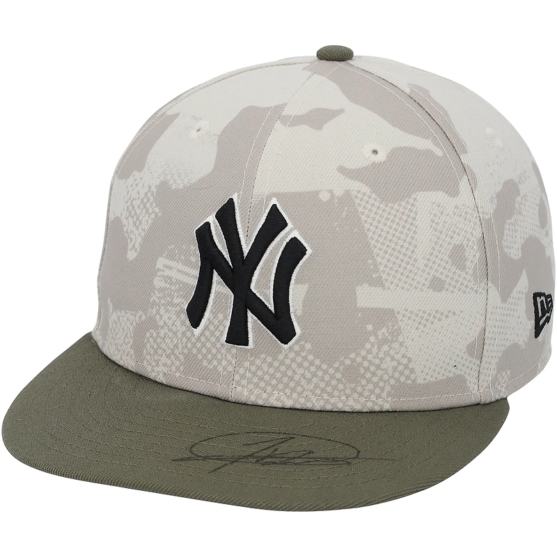 Jasson Domínguez New York Yankees Autographed Game-Used Camo New Era Cap vs. New York Mets on May 18, 2025 - Armed Forces Day